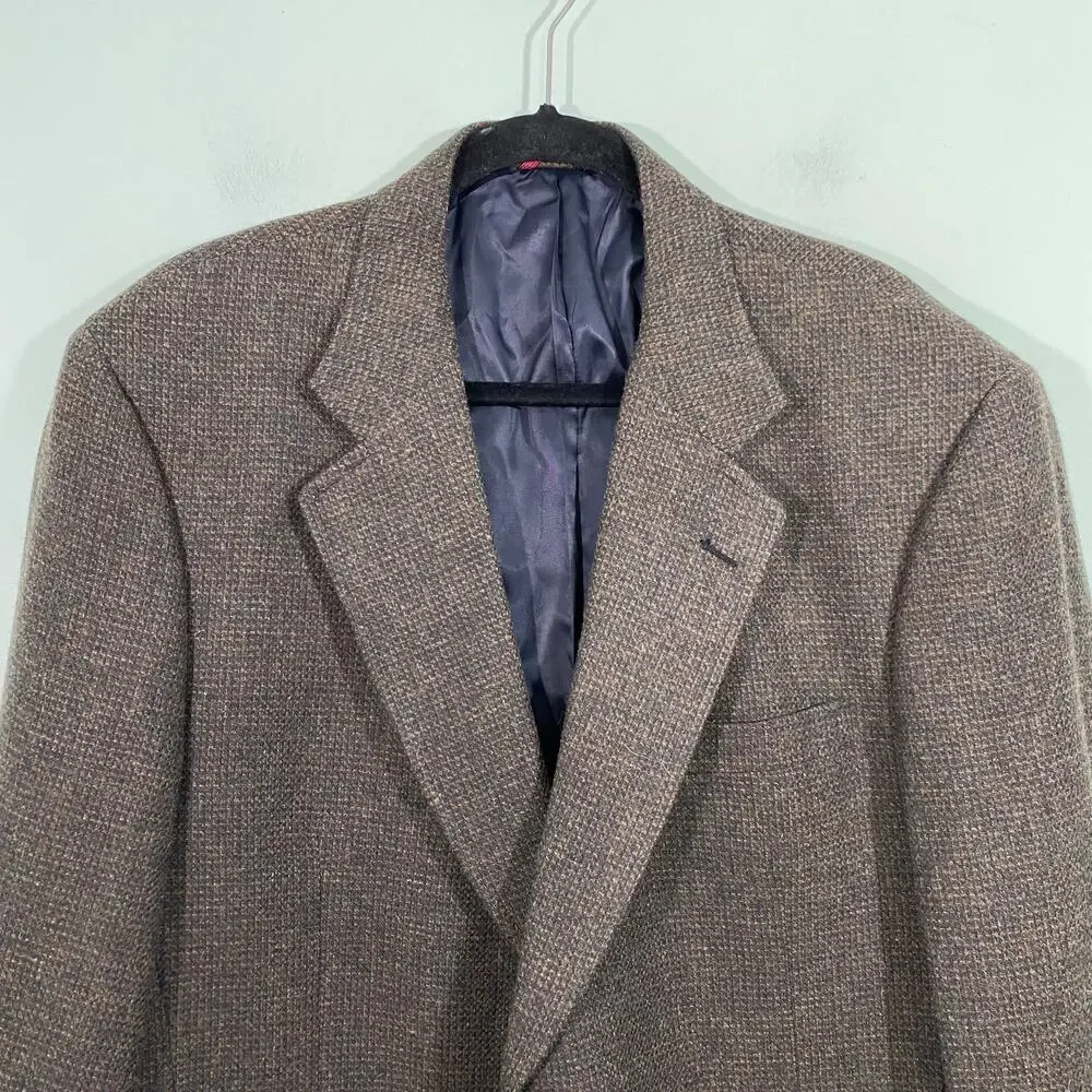 Vintage Jos A Bank Men's Brown Tweed 100% Pure New Wool Traditional Fit Blazer
